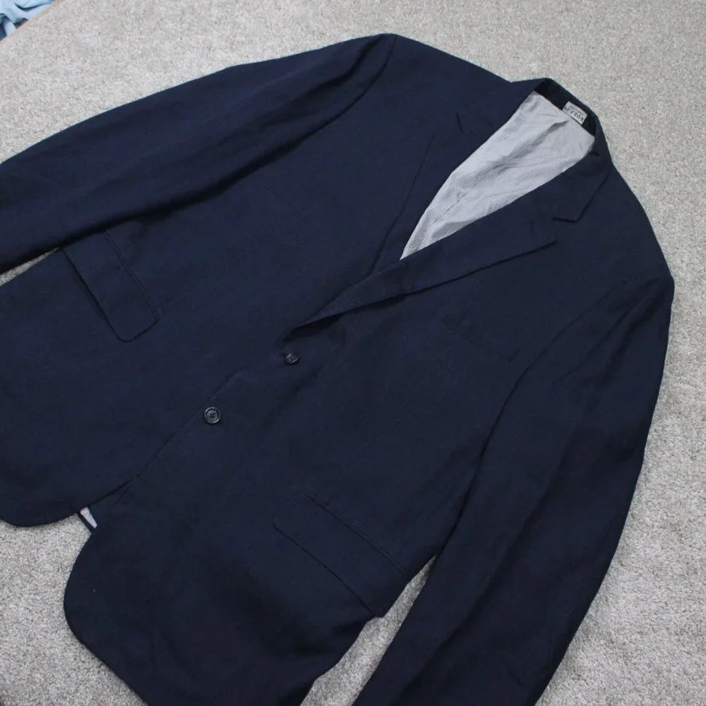 Jos. A. Bank 730 Burke Blazer Mens 46 L‎ Blue Linen/Wool Blend Sports Jacket
